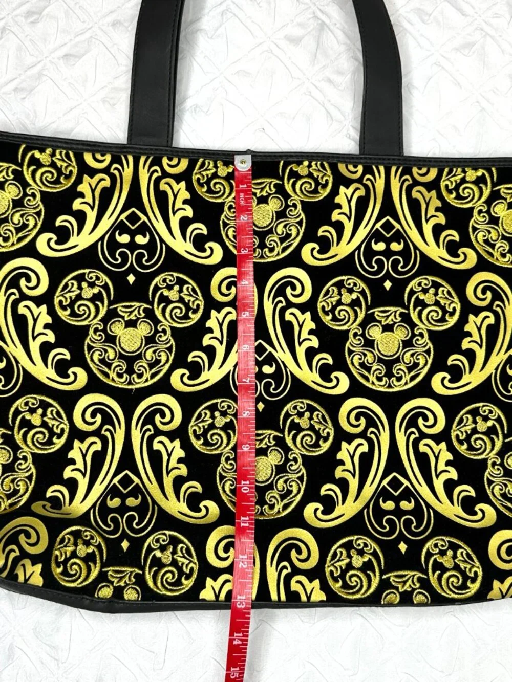 NWOT Disney Parks Original Mickey Mouse Large Purse/Tote Baroque Filigree Velvet - Picture 8 of 9